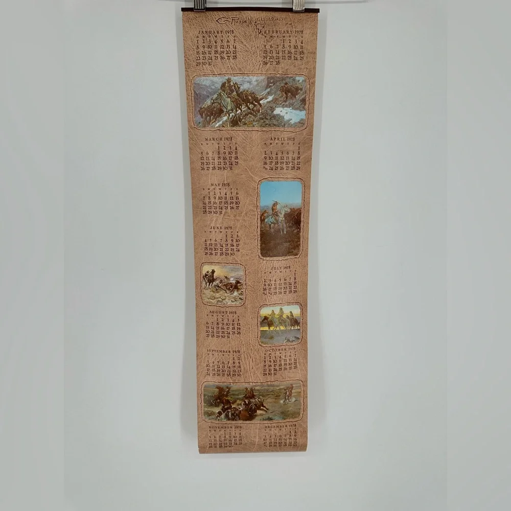 Vintage 1978 Russell The Old West Hanging Advertising Calendar RARE!! W7